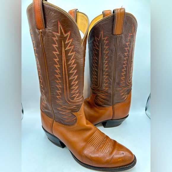 Vintage 90s Tony Lama 6210 Leather Cowboy Boots men’s 8.5 E Western Y2K - Picture 1 of 17